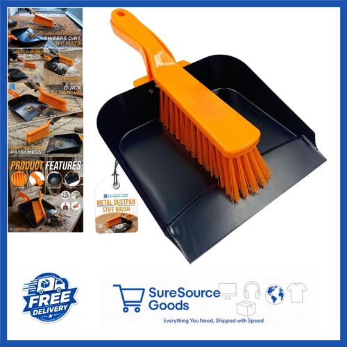 Metal dustpan and brush set - metal,